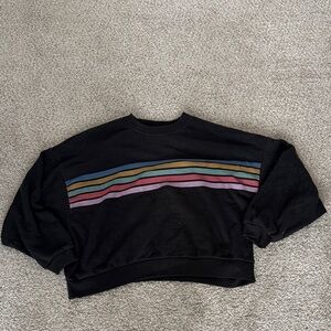 Black Sweatshirt with Colorful Stripes